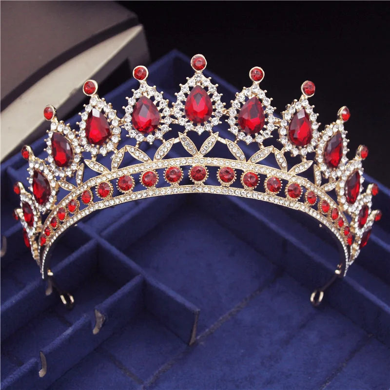 Gorgeous Pink Crystal Water drop Tiaras and Crowns Bridal Hairband Girls Birthday Party Wedding Hair Jewelry Accessories