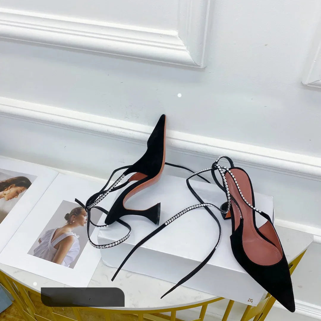 Runway ankle strap women sandals cross-tied crystal high heels gladiator summer wedding bridal shoes – Pollyanna Events