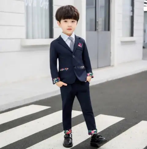 Gentleman suit Blazers for boy Single Breasted boys suits for weddings costume enfant garcon mariage boys jogging garcon blue