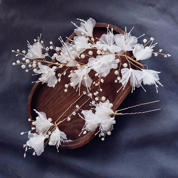 Flower Floral Headbands Hairbands Bridesmaids Pearl Headpieces Headdress Hair Pins Clip Bride Bridal Jewelry Wedding Accessories