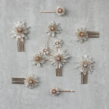 Flower Floral Headpieces Rhinestones Crystal Hair Clips Combs For Women Girl Brides Hairpins Wedding Accessories Bridal Jewelry