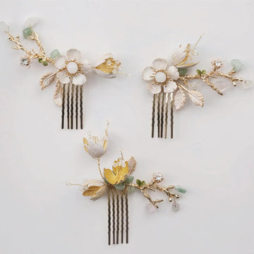Wedding Hair Accessories Flower Leaf Hair Pin Combs Vintage Head Pieces Hairpins For Bride Women Bridesmaids Bridal Jewelry