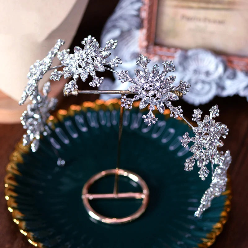 Bridal Hair Jewelry Snow Flower Headband Hairband For Brides Women Crystal Rhinestones Headpieces Headwear Wedding Accessories