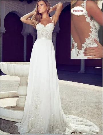 Gorgeous Beach See Through Romantic Princess Formal Custom Sexy Backless Bridal Gown mother of the bride dresses