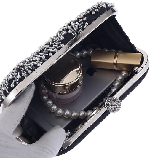 Жіночий мішок зчеплення Кришталевий перламутровий гаманець розкішна сумочка для вишивки Вечірня сумка для весільного плечового мішка ZD1529