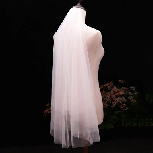 Ragazze minimaliste semplici a 2 donne a strati di livello Veli da sposa corto avorio in tulle bianco velo da sposa accessori per pettine