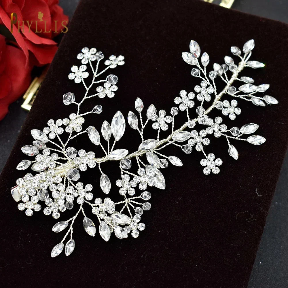 A338 Luxury Full Rhinestone Wedding Hair Clips Bridal Headwear Bride Headpiece Party Prom Hair Accessories Girl  Women Headband