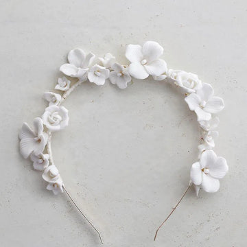 Wedding Hair Accessories Porcelain Flower Headpiece Headwear Women Girl Headdress For Brides Headband Hairband Bridal Jewelry