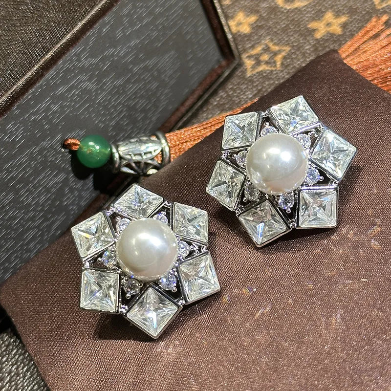 Luxury AAA Zircon Bridal Earrings Pearl CZ Cubic Zirconia Wedding Earring Brides Women Accessories Party Dinner Dress Jewelry