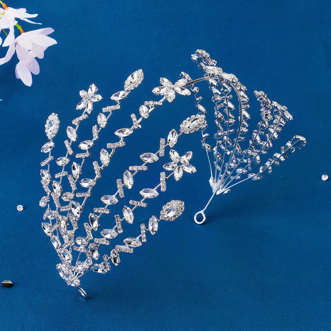 Bridal Hair Jewelry Rhinestones Crystal Tiaras and Crowns Women Brides Pageant Prom Silver Color Headbands Wedding Accessories