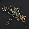 Floralbride Handmade Trendy Alloy Blue Opal Crystal Rhinestones Bridal Hair comb Wedding Headpieces Women Girls Hair Jewelry 1670 Green