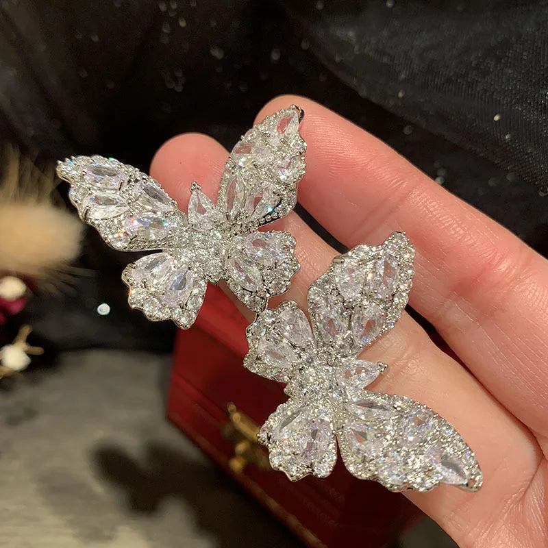 Luxury Butterfly Zircon Bridal Earrings Cubic Zirconia Wedding Earring For Brides Accessories Women Birthday Gifts Jewelry