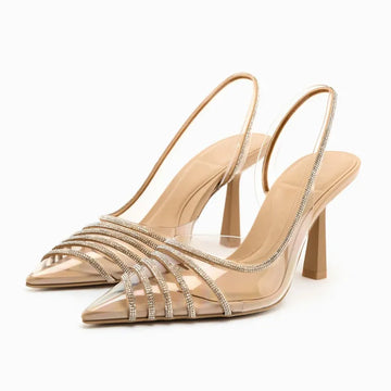 Summer Sandalias para mujeres Alcicóteos brillantes Tisos altos zapatos Moda Transparente Slingback Slingback High Woman