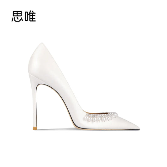 Взуття для жіночого взуття з атласною поверхнею на ногах для весільного взуття для весільного білого високого каблука для жіночих взуття на підборах 10 см