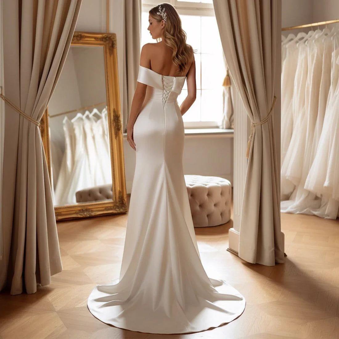 Elegant One Shoulder Mermaid Wedding Dresses With Slit Backless Long Satin Pleated Bridal Party Gown For Bride Vestidos Novia
