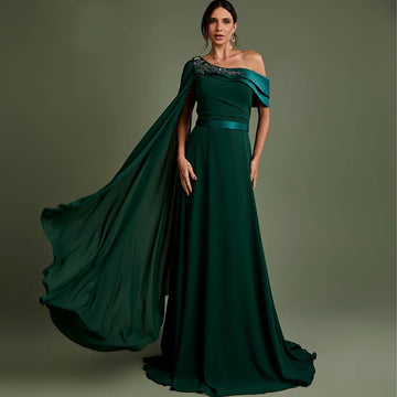 Exquisite Beading Evening Dress Classic One Shoulder Sleeveless Celebrity Gowns Charming Jersey Party
