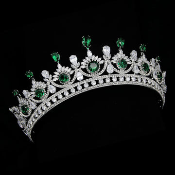 CZ Green Zirconia Tiaras and Crowns AAA Zircon Diadem For Brides Women Pageant Prom Wedding Accessories Bridal Hair Jewelry