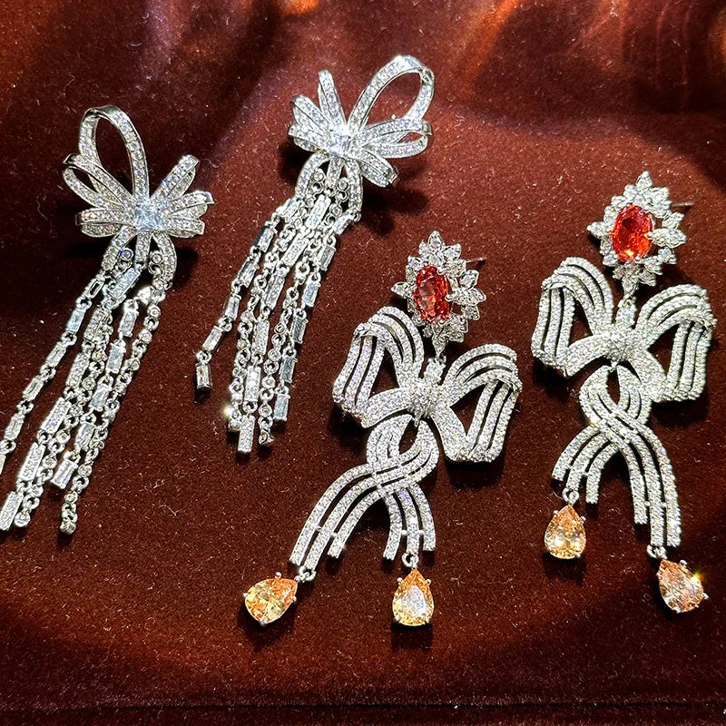 Vintage AAA Zircon Bridal Earrings Zirconia Wedding Earring For Brides Bridesmaids Accessories Women Birthday Gifts Jewelry