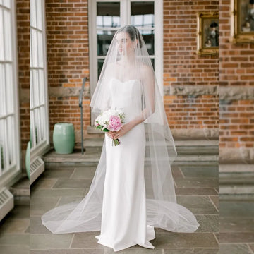 Vele de mariage nzuk avec veille de fardonner pour mariée 2 niveaux minimalistes voiles de mariée