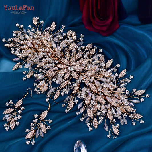 Youlapan hp377 dames mariage couronne de mariée couronnes nuptiales pour les accessoires de cheveux en métal cristal nuple-coiffure band de mariage