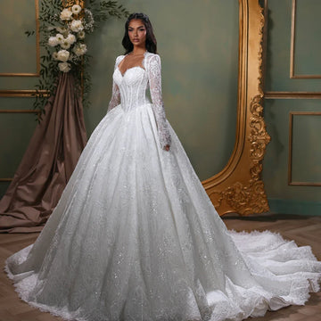 Customized Sweetheart Ball Gown Lace Wedding Dresses Beaded Bridal Gowns with Long sleeves Jacket Vestidos De Novia 2026