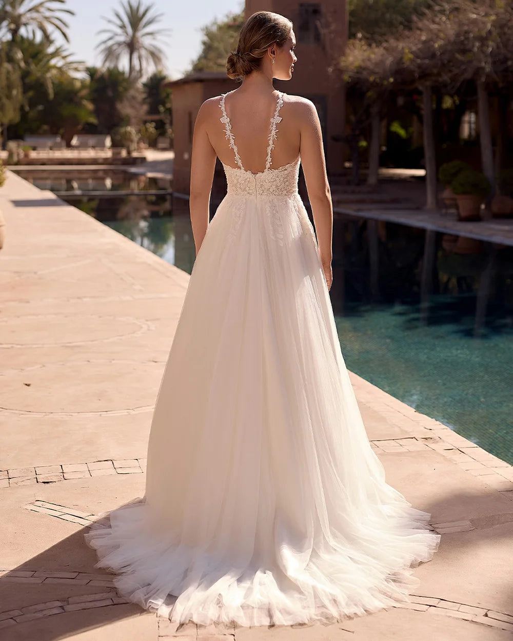 2025 Boho A-Line Women Wedding Dresses Halter Collar Tulle Bridal Gowns Vestidos De Novias Customized Women Wedding Gowns