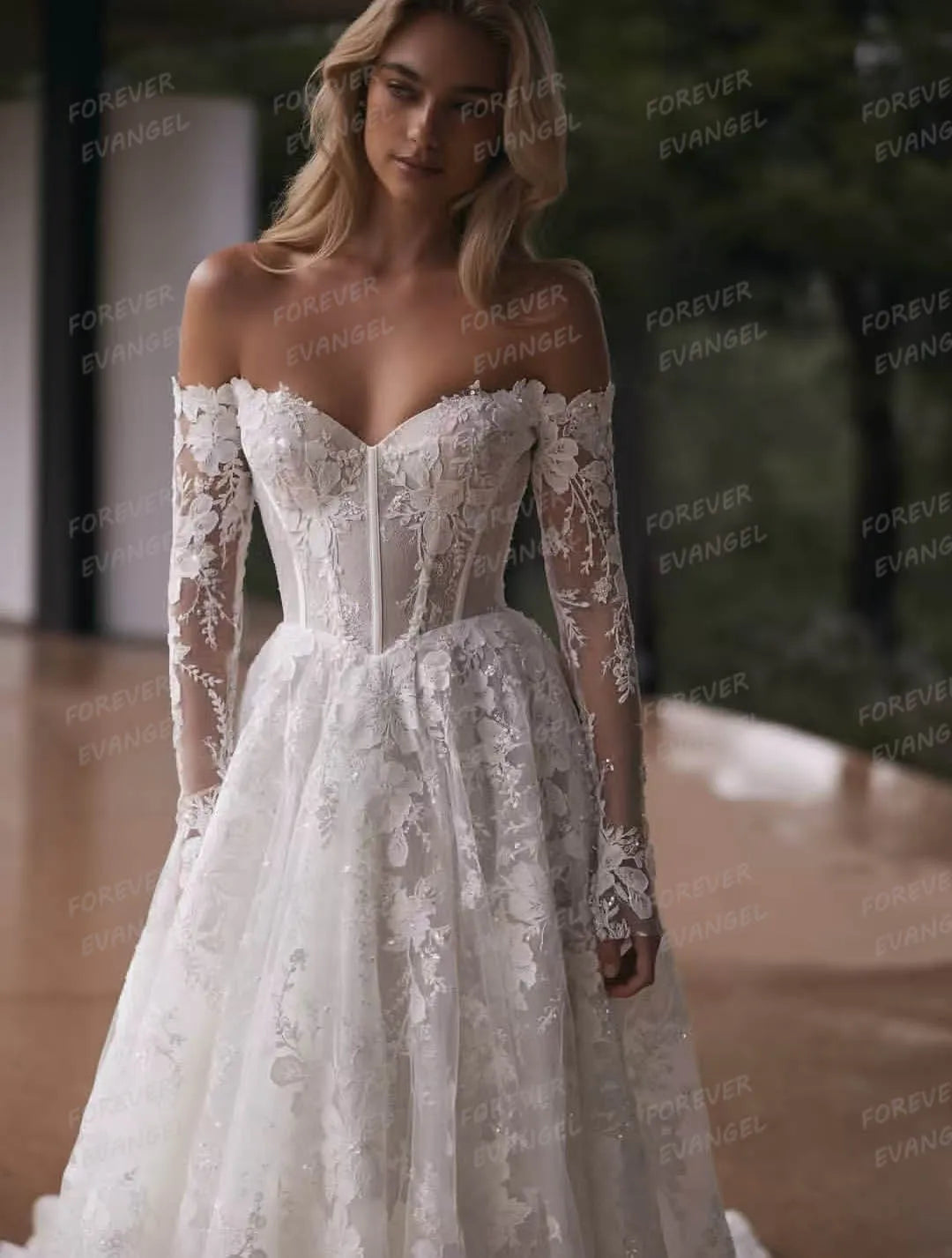 Simple Off Shoulder Wedding Dresses Woman's Bride Gowns Long Sleeve Lace Appliques 2025 Customized Vestidos De Novia Party Gala