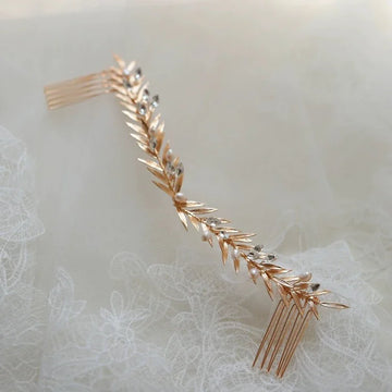 Bridal Jewelry Pearl Crystal Hair Comb Pin Clip Long Headpiece Headband For Brides Bridesmaids Leaf Hairpins Wedding Accessories