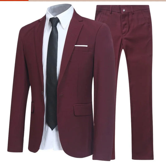 Men's British Style Elegant Blazers 2 Pieces Sets Business Shirt Pants Jacket Coat 3 Suits Formal Dress Wedding Luxury Suit