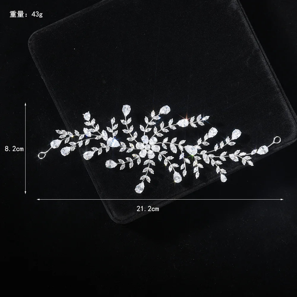 Zirconia Rhinestones Headband Hairband For Brides Women Crystal Headpieces Headdress Bridal Jewelry Wedding Hair Accessories