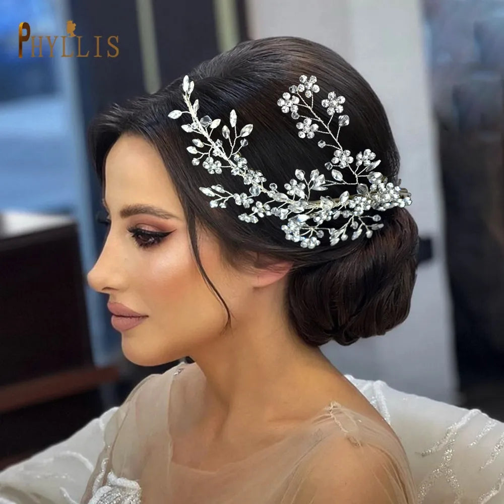 A338 Luxury Full Rhinestone Wedding Hair Clips Bridal Headwear Bride Headpiece Party Prom Hair Accessories Girl  Women Headband