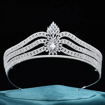 Wedding Hair Accessories Cubic Zirconia Tiaras and Crowns Zircon Headpiece For Brides Women Pageant Prom Headband Bridal Jewelry