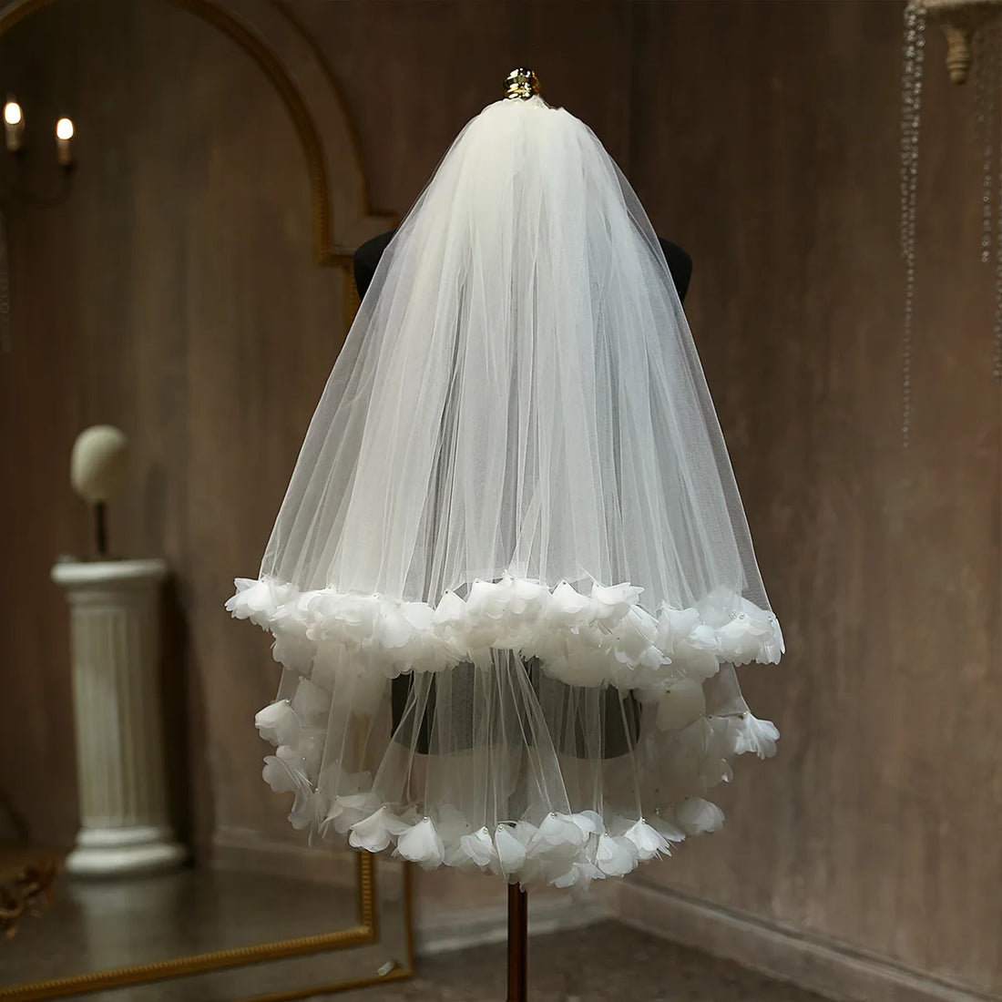 Flower Floral Bridal Veil Lace Wedding Veils For Evening Dinner Party Dress Women Girl Gift Hair Accessories Brides Jewelry