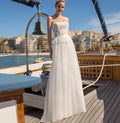 Strapless lace top sleeveless tulle A-line floor length bridal gown wedding dress 2026 – Pollyanna Events