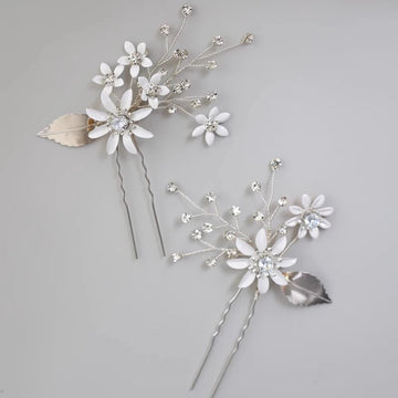 Crystal Rhinestones Hair Clip Pin Silver Color Hairpin Brides Women Girl Flower Head Piece Wedding Accessories Bridal Jewelry