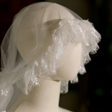 Lace Bridal Veil Short White Wedding Veils For Brides Evening Dinner Party Dress Women Girl Gifts Hair Accessories Jewelry