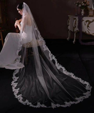 270cm White Bridal Veil Long Wedding Veils For Brides Evening Dinner Party Dress Women Girl Gifts Hair Accessories Jewelry