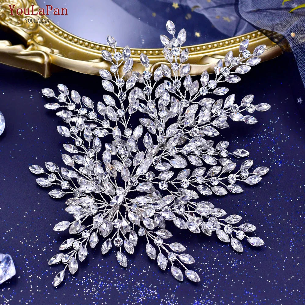 TOPQUEEN HP438 Fashion Wedding Headpiece Women Tiara Bridal Headwear Crystal Hair Piece Wedding Accessories Rhinestone Headband