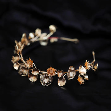 Wedding Hair Accessories Lotus Flower Headband Tiara Crystal Headpiece Crown Gift Brides Leaf Headdress Headwear Bridal Jewelry