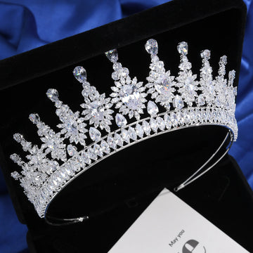 AAA Zircon Tiaras and Crowns CZ Zirconia Headband For Bride Women Princess Queen Diadem Wedding Accessories Bridal Hair Jewelry