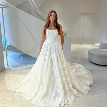 Customized ivory Ball Gown Wedding Dresses Lace Applique Sweetheart corset Bridal Gown Long tail Vestidos De Novia