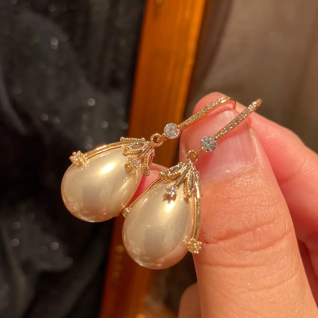 Pearl Zircon Bridal Earrings Cubic Zirconia Gold Color Wedding Earring For Brides Bridesmaids Accessories Women Prom Jewelry