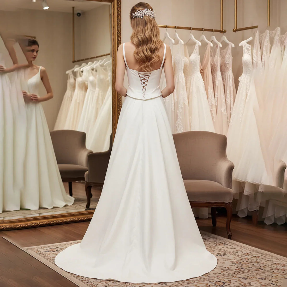 Elegant Satin Sweetheart Wedding Dress For Bride Long Vestidos Novia A Line Ball Gown With Train Backless Bridal Party Gown
