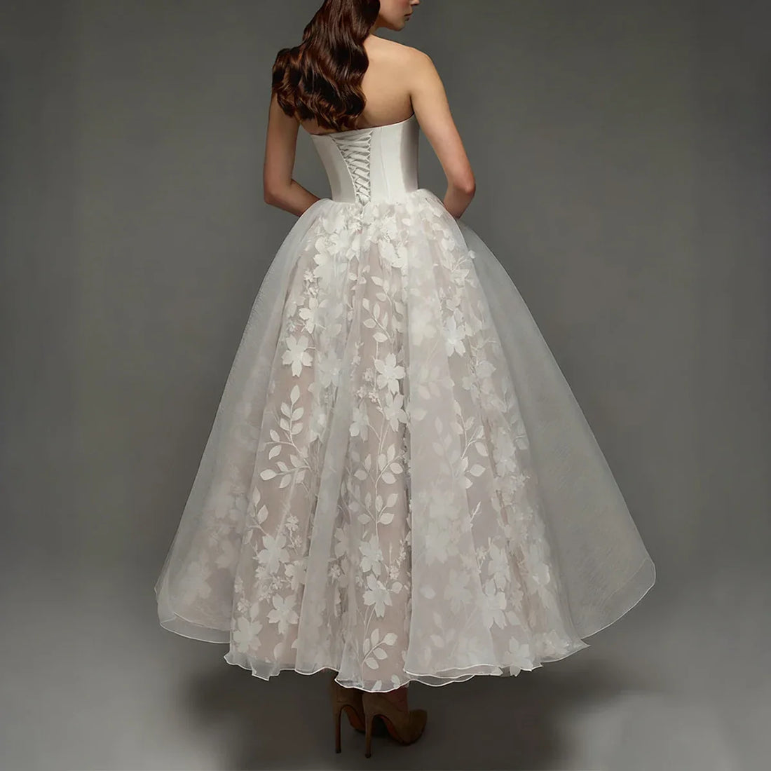 Romantic Appliques Off Shoulder Wedding Dresses Vestidos Novia Detachable Lace Ball Gown For Bride Teal Length Puffy Bridal Gown