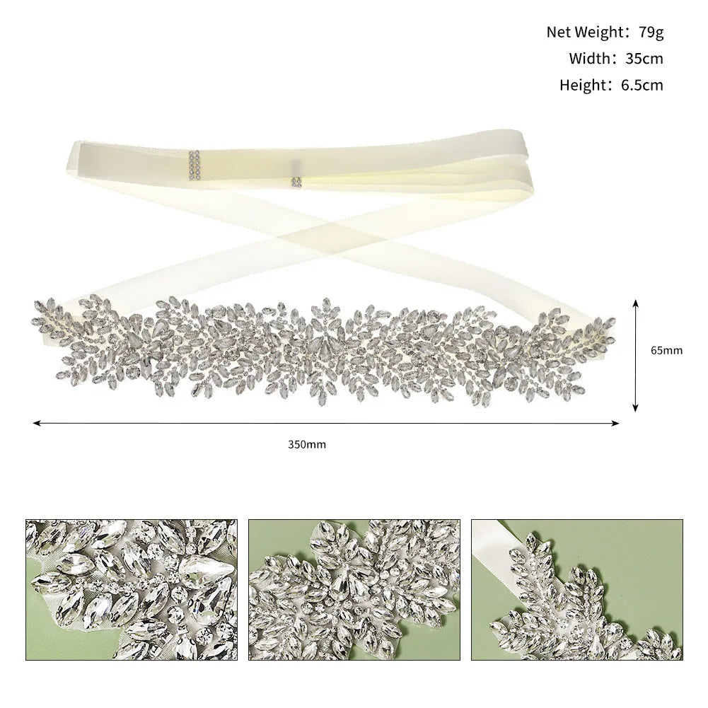 Crystal Rhinestones Wedding Belt Luxury Bridal Belts Sash Ribbon For Women Party Evening Dress Brides Jewelry