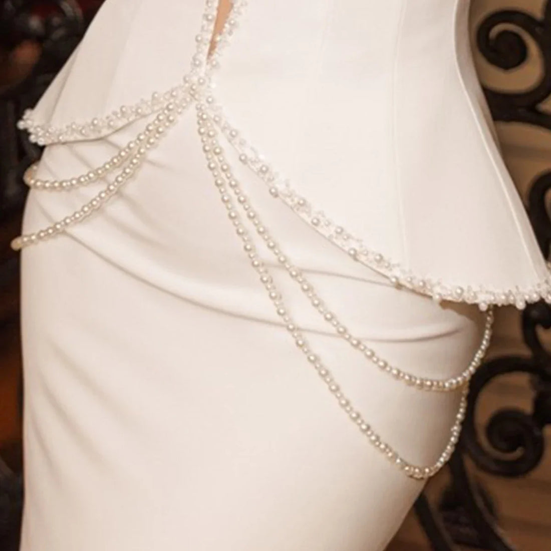 Elegant Beaded Mermaid V Neck Wedding Dresses For Bride Sheath Long Pearl Bridal Gown For Women Vestidos Novia