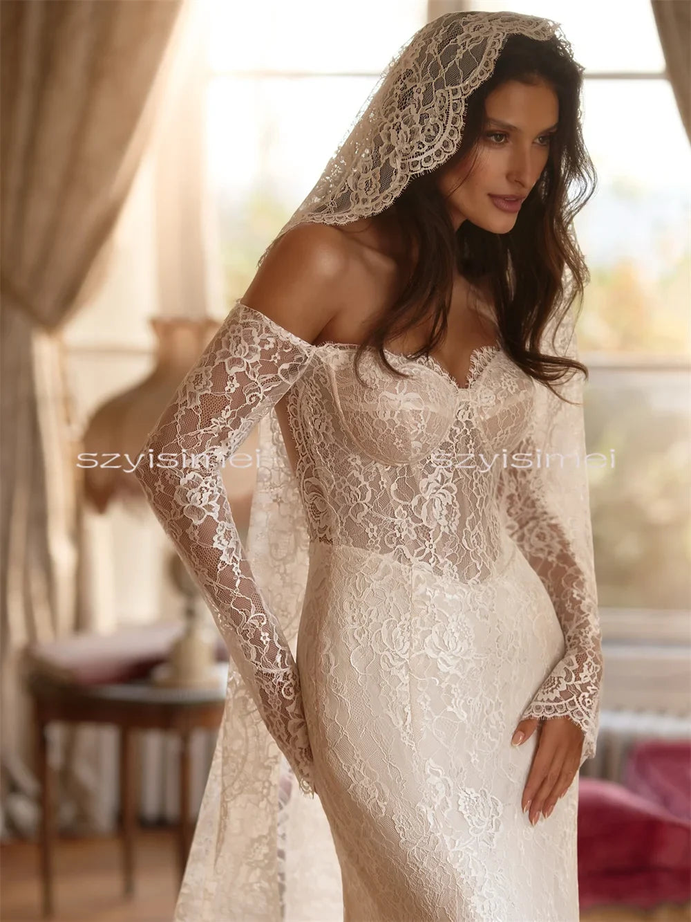 Modern Sweetheart Full Lace Mermaid Wedding Dresses Custom Made Sleeves Bridal Grown 2026 Vestido De Noival