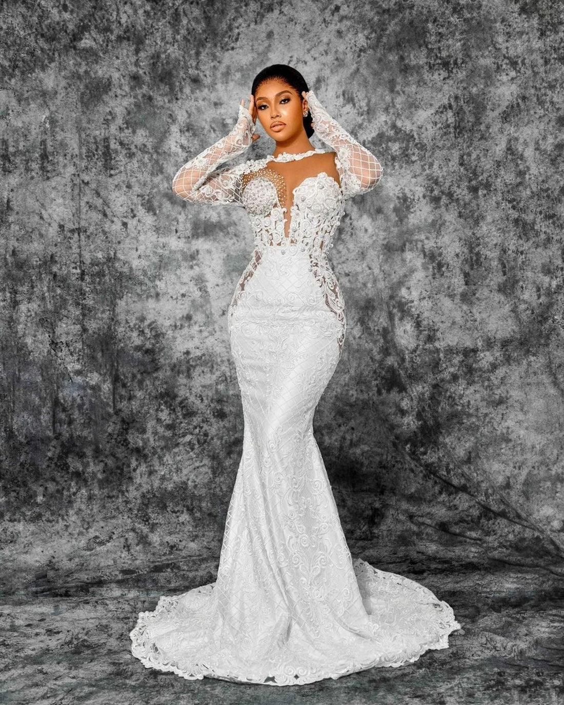 Vintage Mermaid Wedding Dress 2026 See Through Appliques Beads Illusion Long Sleeve Bridal Bride Grown Arabic Vestidos De Noiva