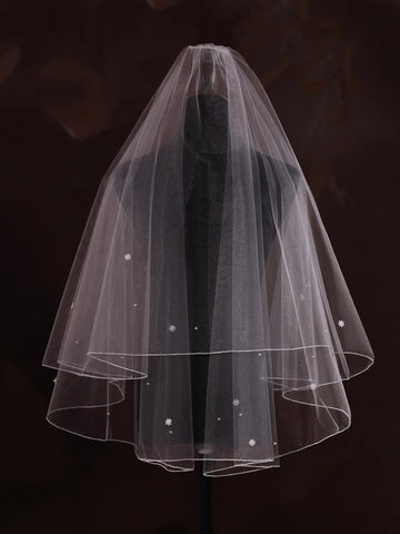 Flower Pearl Bridal Veil Short Wedding Veils For Brides Evening Dinner Party Dress Women Girl Gifts Hair Accessories Jewelry