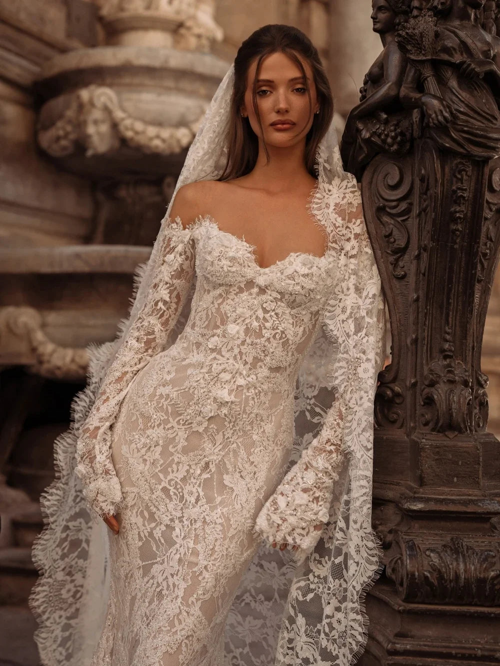 Customized Lace Mermaid Wedding Dress Romantic Sweetheart Neck Bridal Gown Off Shoulder Dresses For Bride Vestido De Noiva